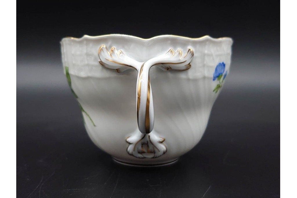ドイツ製　Meissen(マイセン)　ベーシックフラワー　一つ花デザイン　繊細な花絵が美しいカップ&ソーサー6客セット　外箱付き　(R-090399)