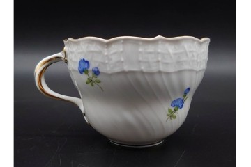 ドイツ製　Meissen(マイセン)　ベーシックフラワー　一つ花デザイン　繊細な花絵が美しいカップ&ソーサー6客セット　外箱付き　(R-090399)