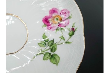 ドイツ製　Meissen(マイセン)　ベーシックフラワー　一つ花デザイン　繊細な花絵が美しいカップ&ソーサー6客セット　外箱付き　(R-090399)
