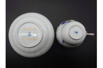 ドイツ製　Meissen(マイセン)　ベーシックフラワー　一つ花デザイン　繊細な花絵が美しいカップ&ソーサー6客セット　外箱付き　(R-090399)