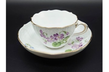 ドイツ製　Meissen(マイセン)　ベーシックフラワー　一つ花デザイン　繊細な花絵が美しいカップ&ソーサー6客セット　外箱付き　(R-090399)