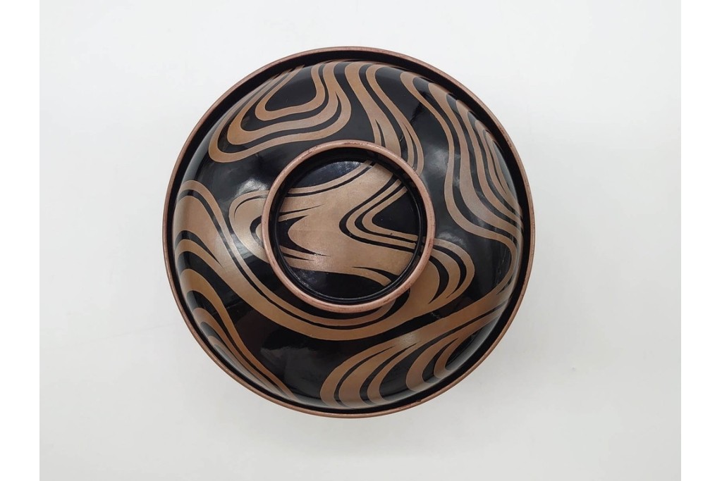 輪島塗　金井日華堂造(金井武助)　木製　漆器　優美な流水蒔絵吸物椀5点セット　共箱付き　(R-090401)