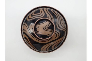 輪島塗　金井日華堂造(金井武助)　木製　漆器　優美な流水蒔絵吸物椀5点セット　共箱付き　(R-090401)