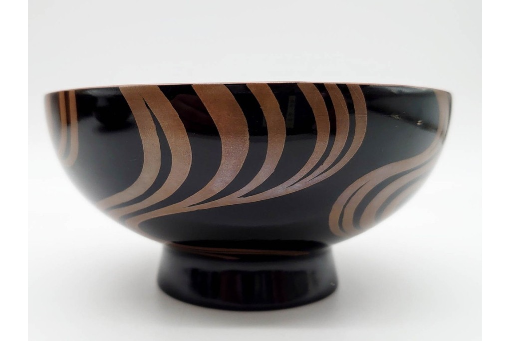 輪島塗　金井日華堂造(金井武助)　木製　漆器　優美な流水蒔絵吸物椀5点セット　共箱付き　(R-090401)