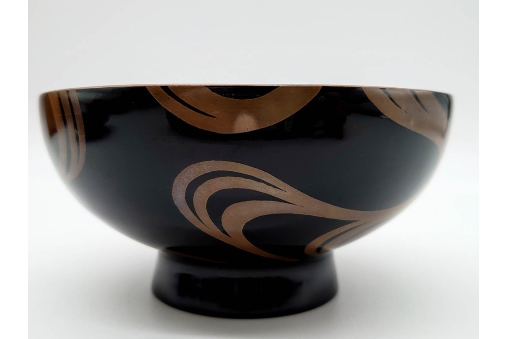 輪島塗　金井日華堂造(金井武助)　木製　漆器　優美な流水蒔絵吸物椀5点セット　共箱付き　(R-090401)