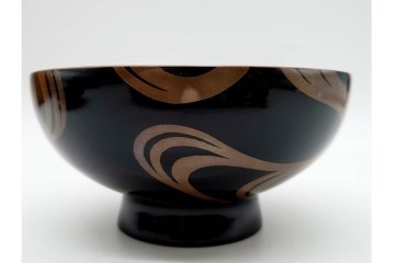 輪島塗　金井日華堂造(金井武助)　木製　漆器　優美な流水蒔絵吸物椀5点セット　共箱付き　(R-090401)