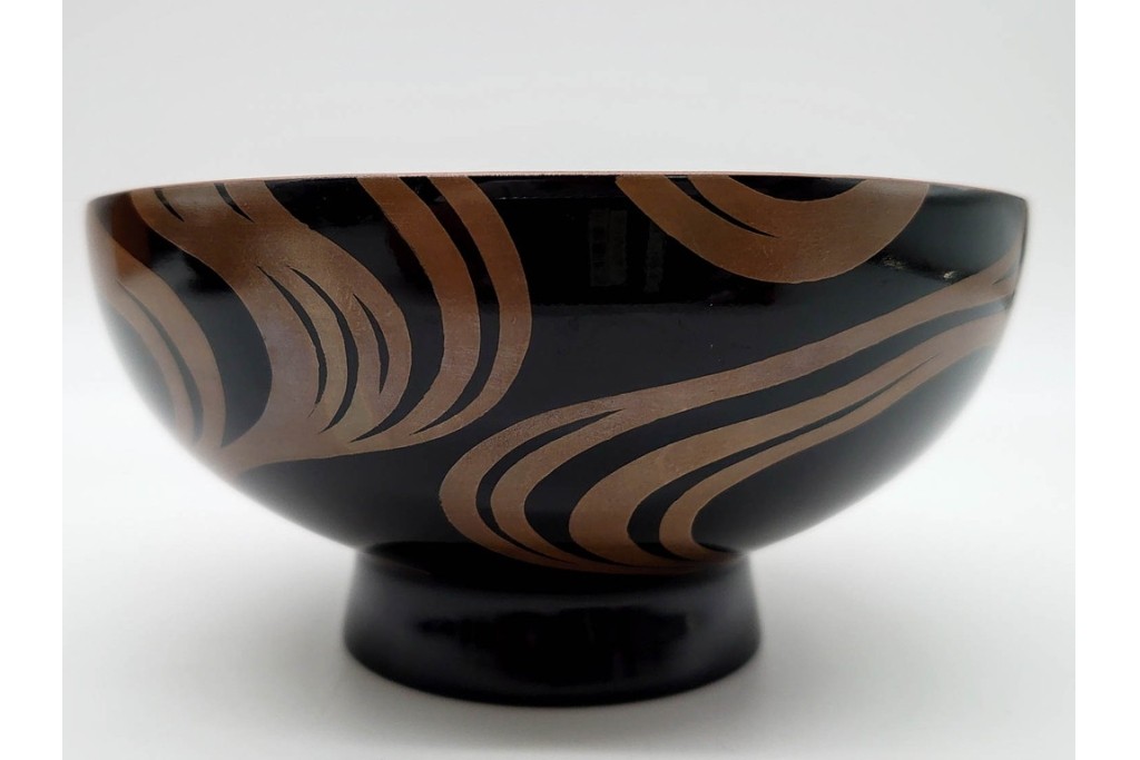 輪島塗　金井日華堂造(金井武助)　木製　漆器　優美な流水蒔絵吸物椀5点セット　共箱付き　(R-090401)