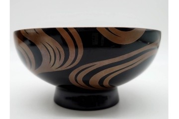 輪島塗　金井日華堂造(金井武助)　木製　漆器　優美な流水蒔絵吸物椀5点セット　共箱付き　(R-090401)