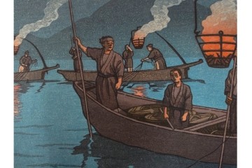 真作　昭和54年　後摺り　「川瀬巴水 風景木版画二撰」　絶筆 平泉金色堂・鵜飼(長良川)　限定350部　外箱付き　(R-090402)