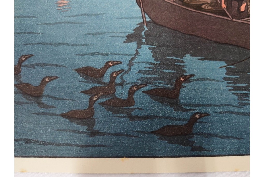 真作　昭和54年　後摺り　「川瀬巴水 風景木版画二撰」　絶筆 平泉金色堂・鵜飼(長良川)　限定350部　外箱付き　(R-090402)