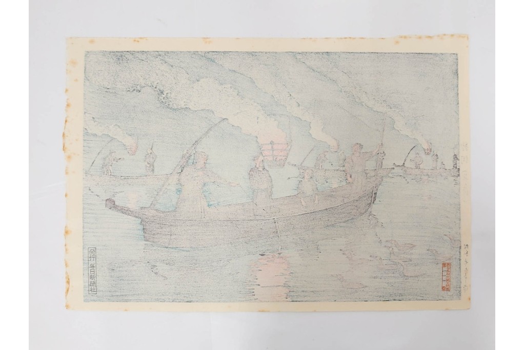 真作　昭和54年　後摺り　「川瀬巴水 風景木版画二撰」　絶筆 平泉金色堂・鵜飼(長良川)　限定350部　外箱付き　(R-090402)