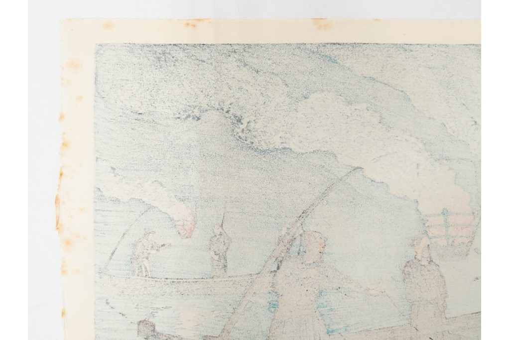 真作　昭和54年　後摺り　「川瀬巴水 風景木版画二撰」　絶筆 平泉金色堂・鵜飼(長良川)　限定350部　外箱付き　(R-090402)