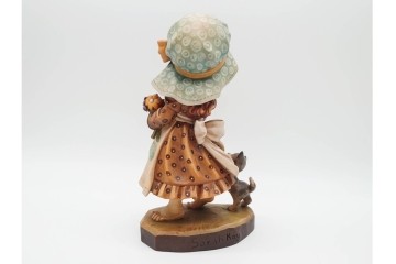 イタリア　ANRI(アンリ)　Sarah Kay(サラ・ケイ)　高さ約26cm 「Take Me Along」 (78/400)・高さ約25cm 「Off to School」 (248/750)　愛らしい木彫り人形2点セット　(R-090405)