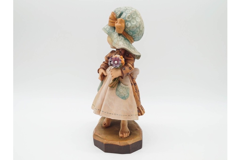 イタリア　ANRI(アンリ)　Sarah Kay(サラ・ケイ)　高さ約26cm 「Take Me Along」 (78/400)・高さ約25cm 「Off to School」 (248/750)　愛らしい木彫り人形2点セット　(R-090405)