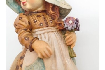 イタリア　ANRI(アンリ)　Sarah Kay(サラ・ケイ)　高さ約26cm 「Take Me Along」 (78/400)・高さ約25cm 「Off to School」 (248/750)　愛らしい木彫り人形2点セット　(R-090405)