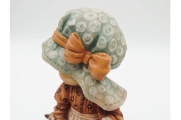 イタリア　ANRI(アンリ)　Sarah Kay(サラ・ケイ)　高さ約26cm 「Take Me Along」 (78/400)・高さ約25cm 「Off to School」 (248/750)　愛らしい木彫り人形2点セット　(R-090405)