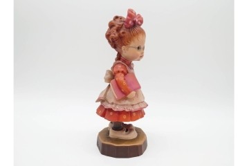 イタリア　ANRI(アンリ)　Sarah Kay(サラ・ケイ)　高さ約26cm 「Take Me Along」 (78/400)・高さ約25cm 「Off to School」 (248/750)　愛らしい木彫り人形2点セット　(R-090405)