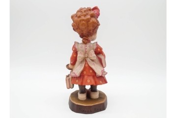 イタリア　ANRI(アンリ)　Sarah Kay(サラ・ケイ)　高さ約26cm 「Take Me Along」 (78/400)・高さ約25cm 「Off to School」 (248/750)　愛らしい木彫り人形2点セット　(R-090405)