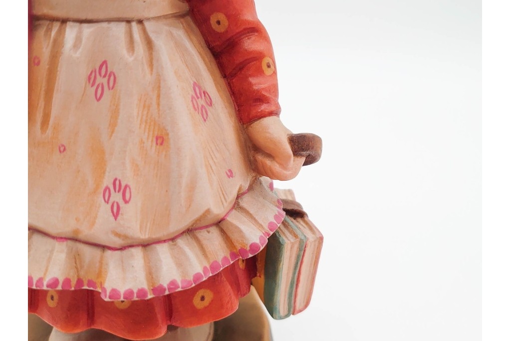 イタリア　ANRI(アンリ)　Sarah Kay(サラ・ケイ)　高さ約26cm 「Take Me Along」 (78/400)・高さ約25cm 「Off to School」 (248/750)　愛らしい木彫り人形2点セット　(R-090405)