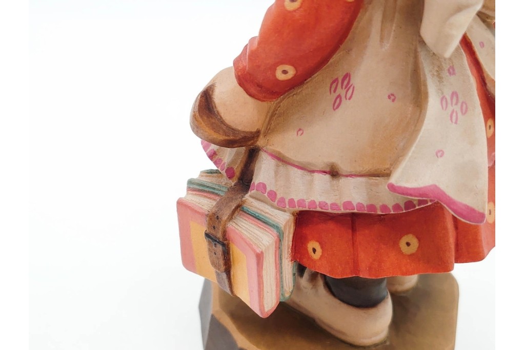 イタリア　ANRI(アンリ)　Sarah Kay(サラ・ケイ)　高さ約26cm 「Take Me Along」 (78/400)・高さ約25cm 「Off to School」 (248/750)　愛らしい木彫り人形2点セット　(R-090405)
