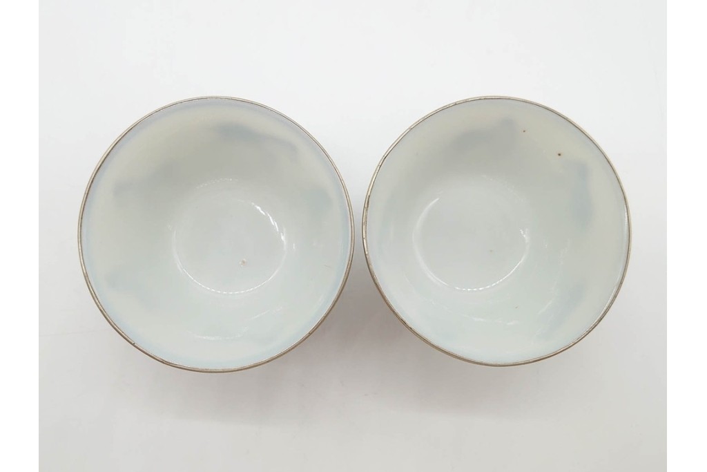 唐物　成化年製　南京染付　馬図が目を引く煎茶碗5点セット　外箱付き　(R-090407)