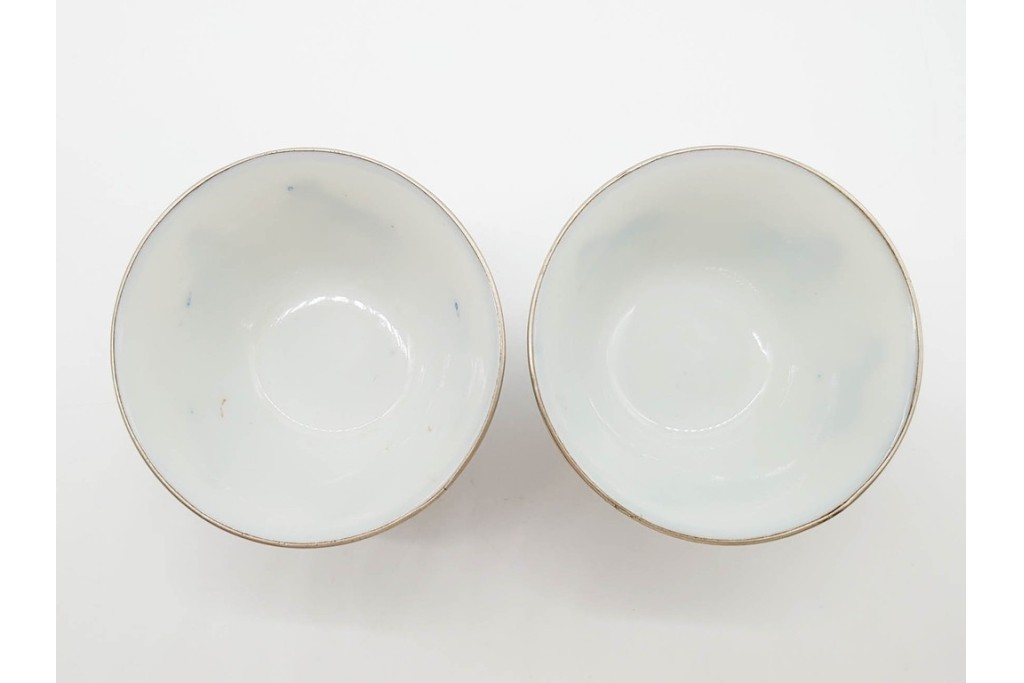 唐物　成化年製　南京染付　馬図が目を引く煎茶碗5点セット　外箱付き　(R-090407)