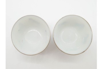 唐物　成化年製　南京染付　馬図が目を引く煎茶碗5点セット　外箱付き　(R-090407)