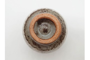人間国宝 島岡達三　益子焼　象嵌が味わい深い夫婦湯呑セット　(R-090409)
