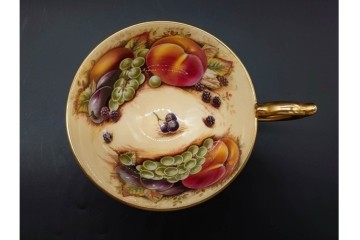 イギリス　AYNSLEY(エインズレイ)　オーチャードゴールド　華やかなカップ&ソーサー2点セット　(R-090415)