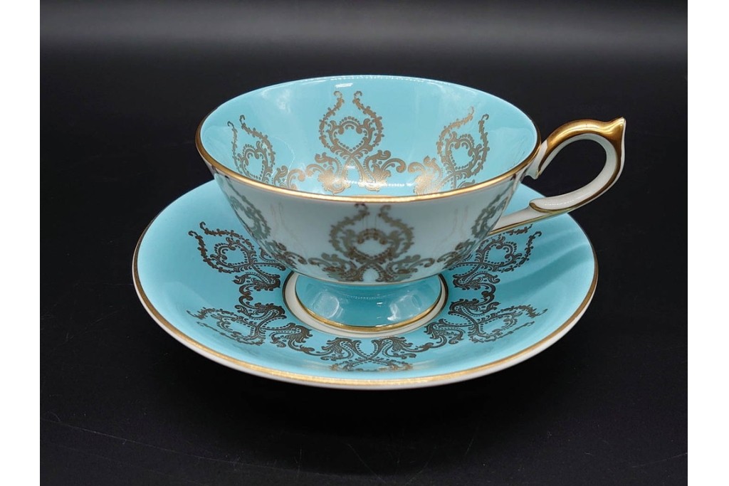 イギリス　AYNSLEY(エインズレイ)　オーチャードゴールド　華やかなカップ&ソーサー2点セット　(R-090415)