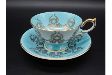イギリス　AYNSLEY(エインズレイ)　オーチャードゴールド　華やかなカップ&ソーサー2点セット　(R-090415)