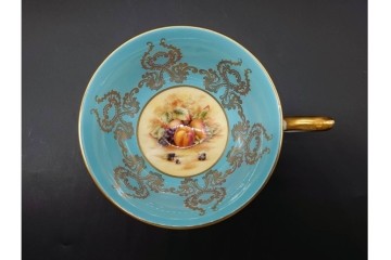 イギリス　AYNSLEY(エインズレイ)　オーチャードゴールド　華やかなカップ&ソーサー2点セット　(R-090415)