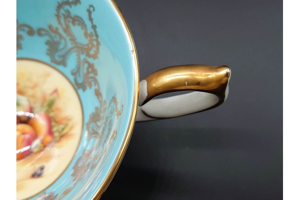 イギリス　AYNSLEY(エインズレイ)　オーチャードゴールド　華やかなカップ&ソーサー2点セット　(R-090415)
