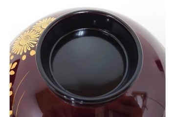 輪島塗　若島量平作　木製　漆器　蒔絵による菊文が華やかな吸物椀5点セット　共箱付き　(R-090419)
