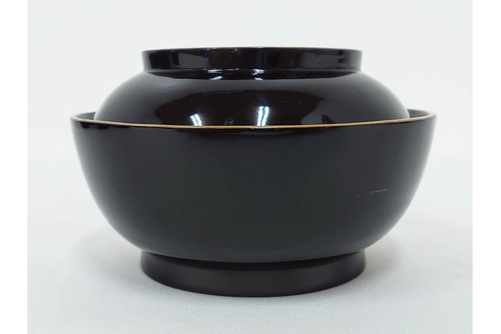 大正期　木製漆器　竹梅文・紅葉文　蒔絵が上品な菓子椀9点セット　外箱付き　(R-090420)