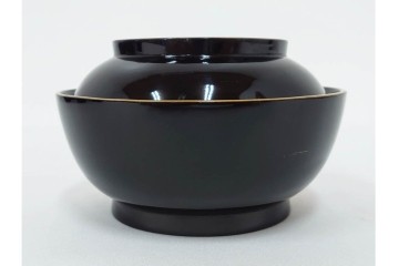 大正期　木製漆器　竹梅文・紅葉文　蒔絵が上品な菓子椀9点セット　外箱付き　(R-090420)