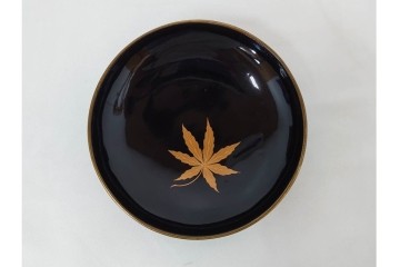 大正期　木製漆器　竹梅文・紅葉文　蒔絵が上品な菓子椀9点セット　外箱付き　(R-090420)