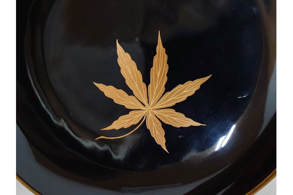 大正期　木製漆器　竹梅文・紅葉文　蒔絵が上品な菓子椀9点セット　外箱付き　(R-090420)