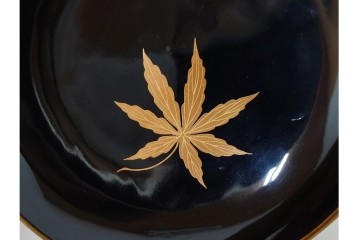 大正期　木製漆器　竹梅文・紅葉文　蒔絵が上品な菓子椀9点セット　外箱付き　(R-090420)