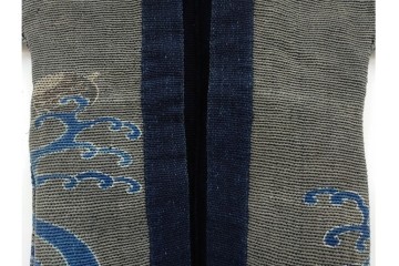 江戸から明治期　水車紋が印象的な刺子(刺し子)の火消し半纏　(R-090425)