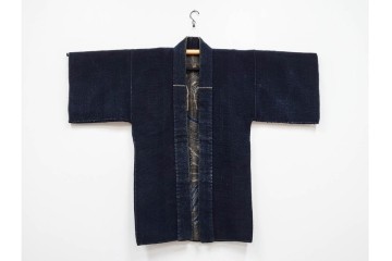 江戸から明治期　水車紋が印象的な刺子(刺し子)の火消し半纏　(R-090425)