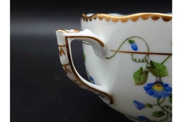 ハンガリー　HEREND(ヘレンド)　モーニング・グローリー　可憐な青い朝顔が咲くカップ&ソーサー　定価7万2600円　(R-090429)