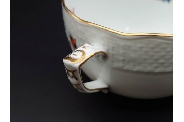 ハンガリー　HEREND(ヘレンド)　リヒテンシュタインブーケ　ロスチャイルド・バード　上品なティーカップ&ソーサー2客セット　(R-090432)