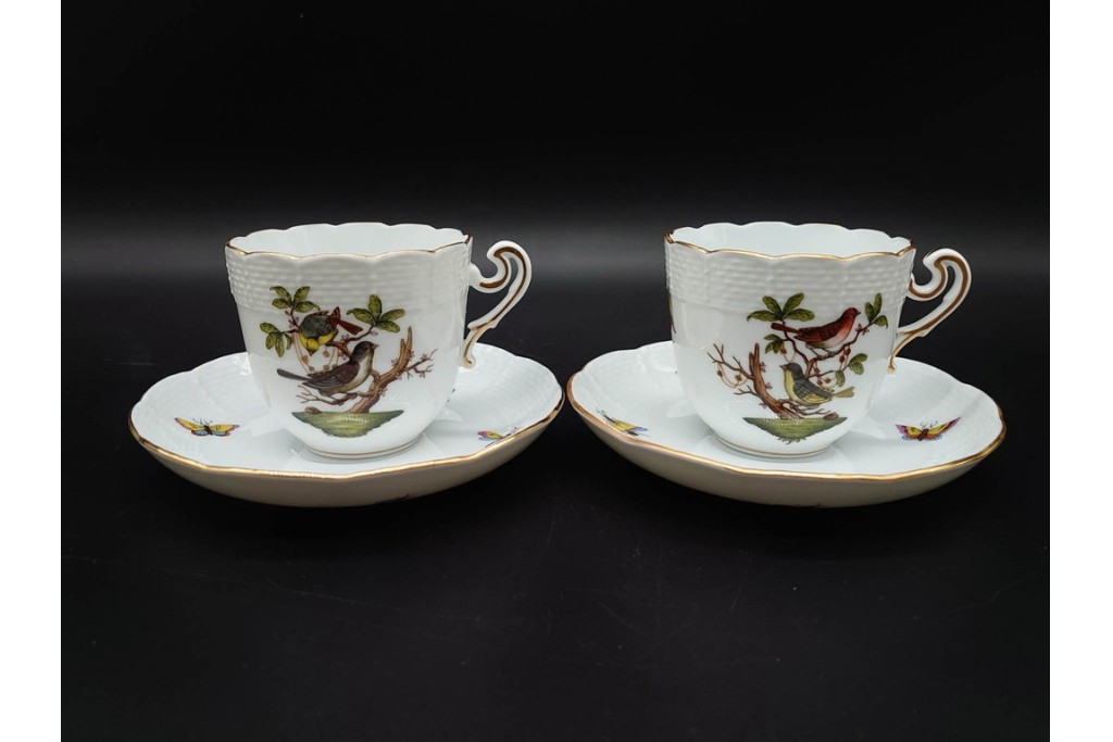 ハンガリー　HEREND(ヘレンド)　ロスチャイルド・バード　上品なコーヒーカップ&ソーサー6客セット　(R-090435)
