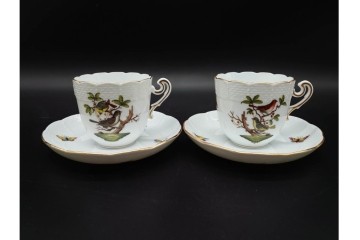 ハンガリー　HEREND(ヘレンド)　ロスチャイルド・バード　上品なコーヒーカップ&ソーサー6客セット　(R-090435)