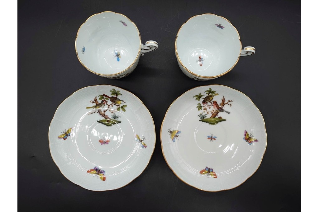 ハンガリー　HEREND(ヘレンド)　ロスチャイルド・バード　上品なコーヒーカップ&ソーサー6客セット　(R-090435)