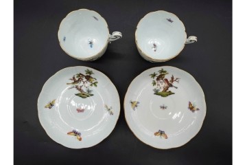 ハンガリー　HEREND(ヘレンド)　ロスチャイルド・バード　上品なコーヒーカップ&ソーサー6客セット　(R-090435)