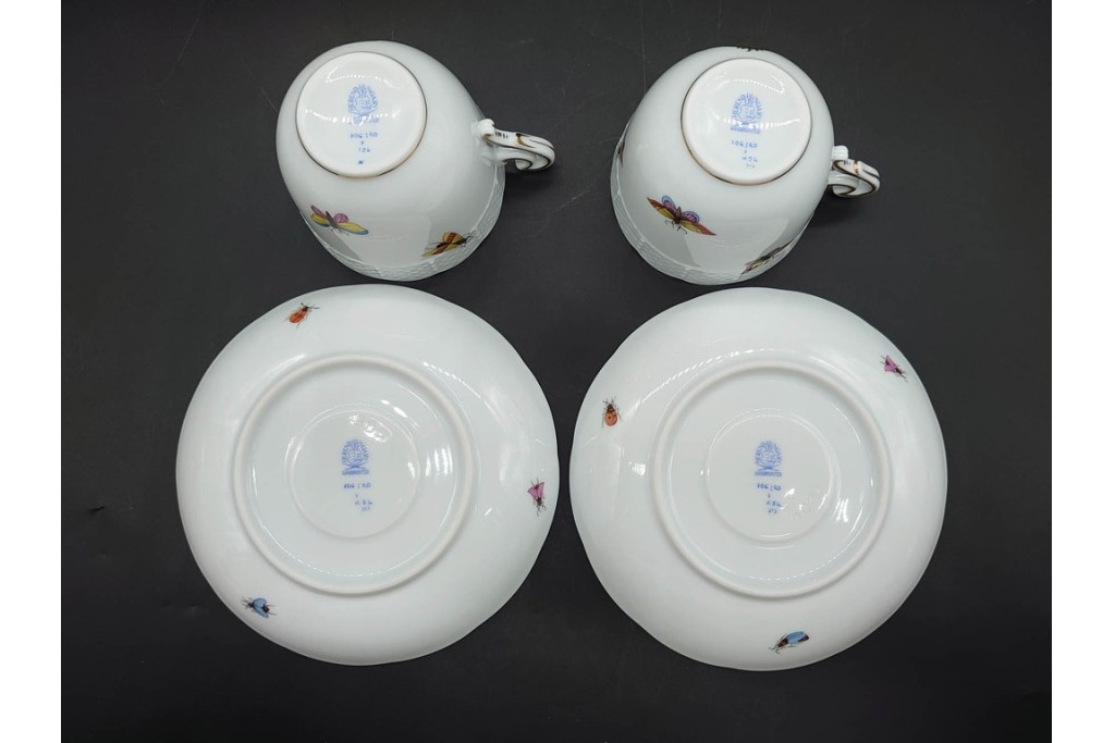 ハンガリー　HEREND(ヘレンド)　ロスチャイルド・バード　上品なコーヒーカップ&ソーサー6客セット　(R-090435)