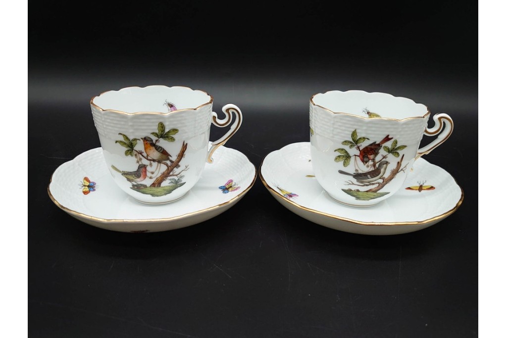 ハンガリー　HEREND(ヘレンド)　ロスチャイルド・バード　上品なコーヒーカップ&ソーサー6客セット　(R-090435)