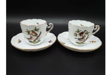 ハンガリー　HEREND(ヘレンド)　ロスチャイルド・バード　上品なコーヒーカップ&ソーサー6客セット　(R-090435)